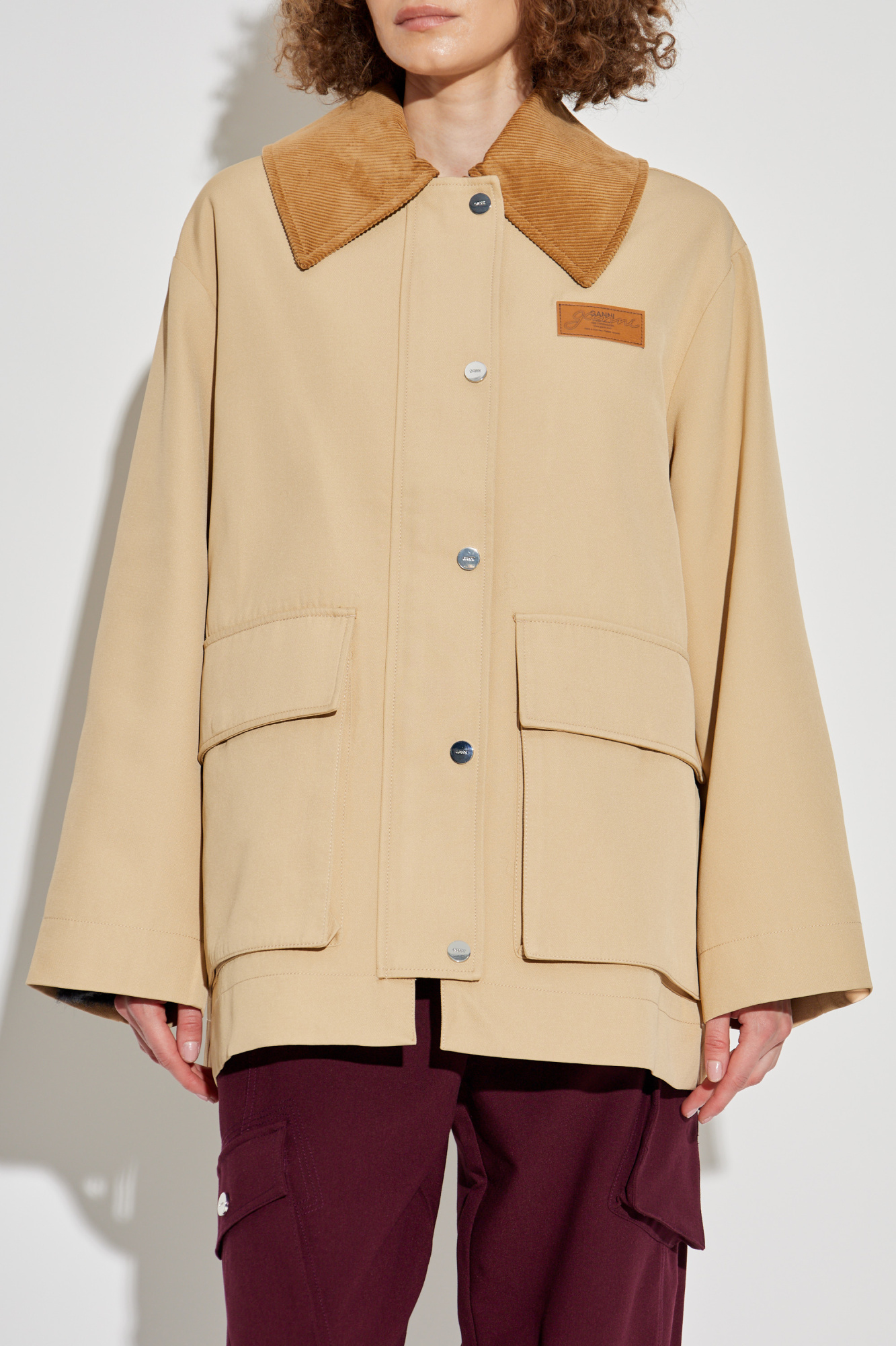 アウターその他 GANNI Women Outer F7966 47511 129 TANIN Beige Beige Oversized jacket Ganni - Vitkac Canada